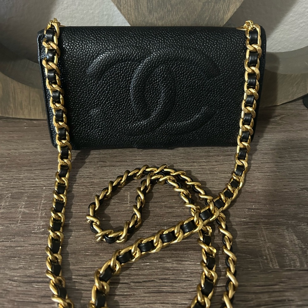 ⚜️🖤Chanel Caviar Timeless Wallet Chain Chunky Vintage Gold Crossbody - Picture 2 of 15